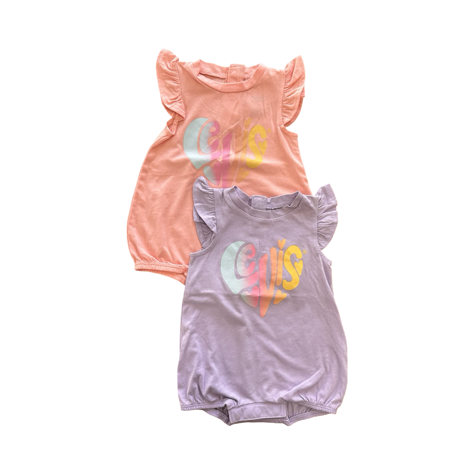 3M 2pc Peach & Purple Romper Set - Levi's