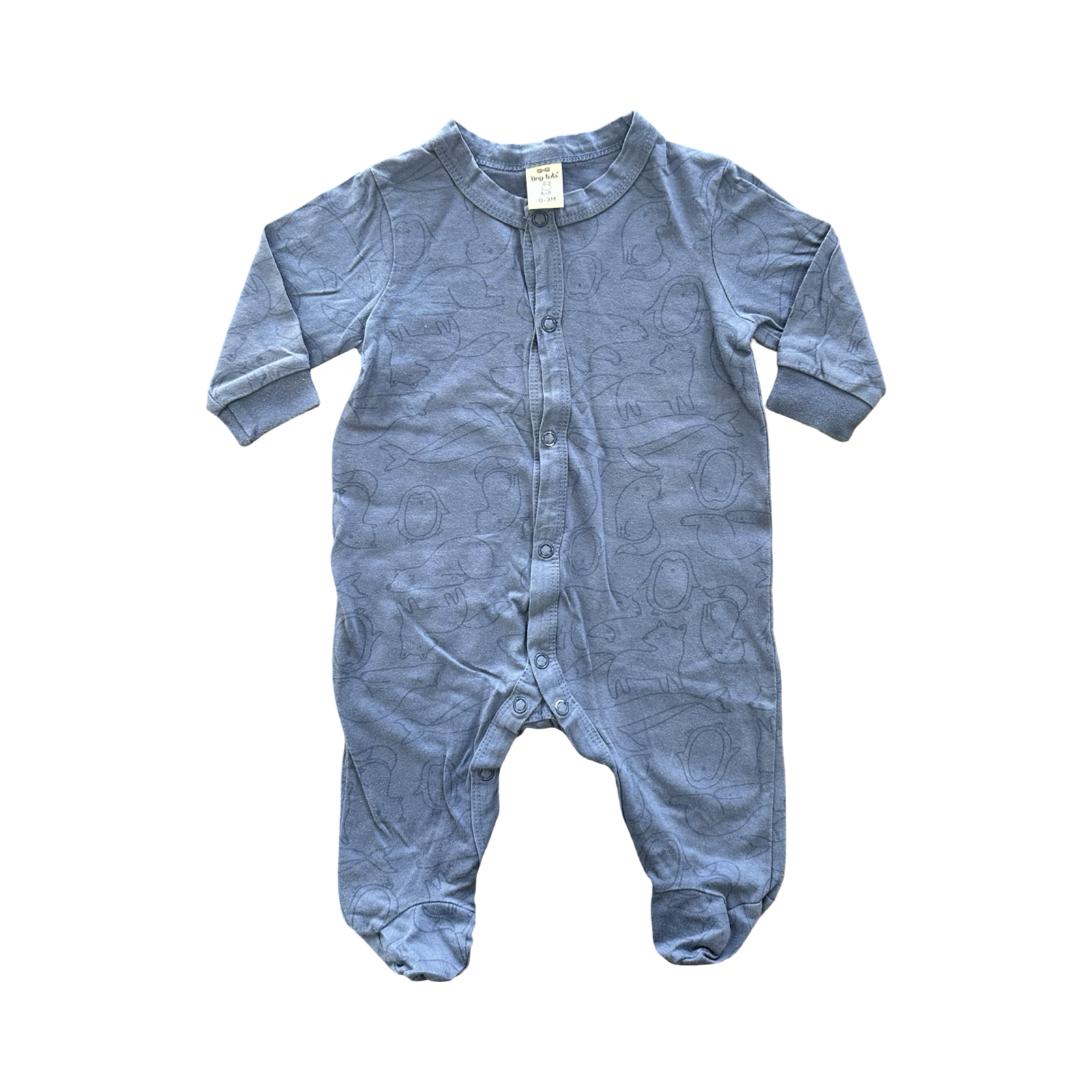 0-3M Blue Sea Animal Snapper Babygrow - Tiny Tots