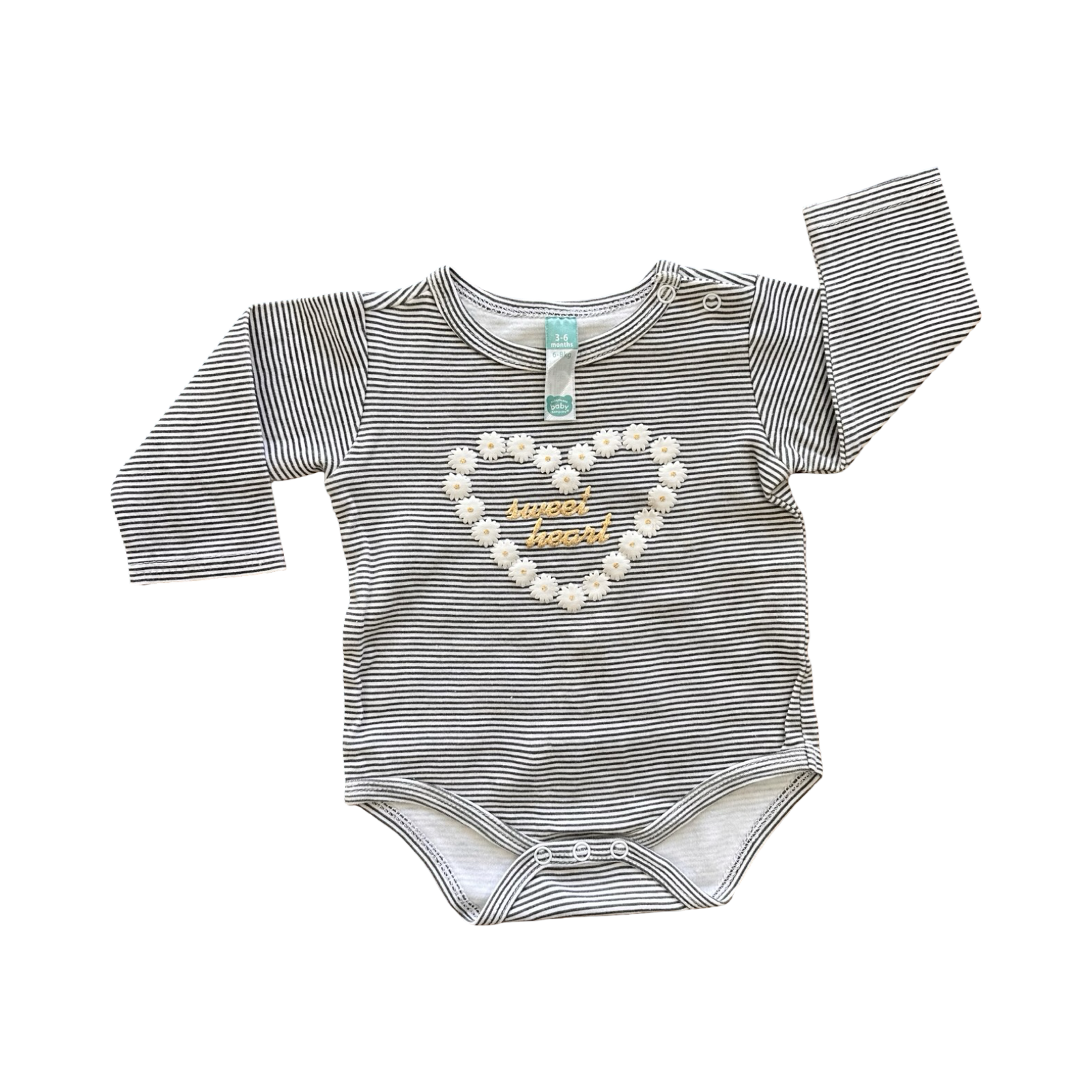 3-6M Black & White Stripe Sweetheart Bodysuit - Ackermans