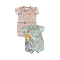 Newborn 2pc Green & Cream Romper Set - Tiny Tots