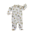 3-6M White Truck & Lion Fleece Snapper Onesie - Woolworths