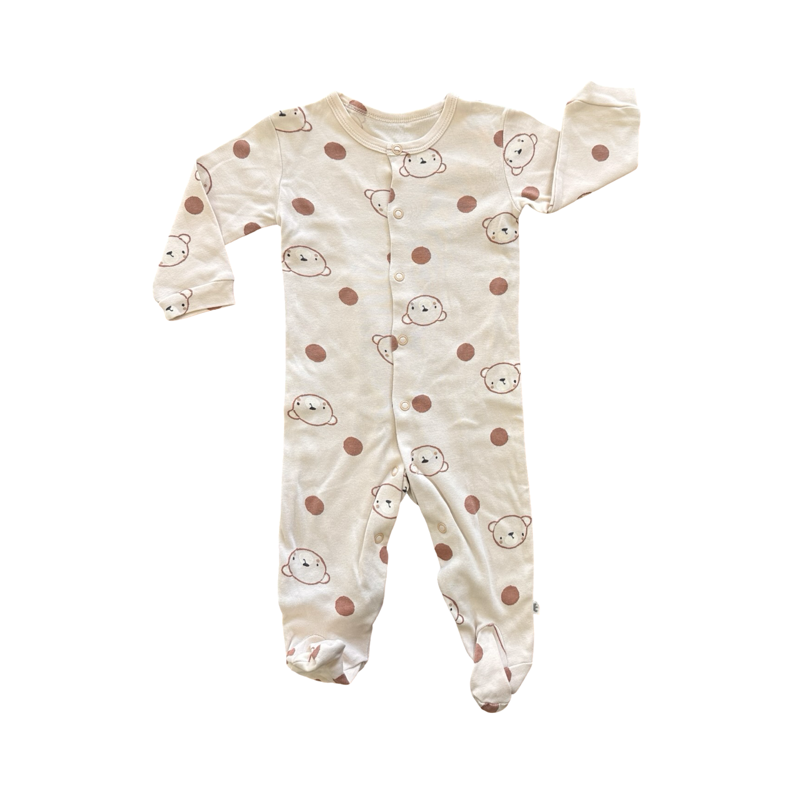 3-6M Beige & Brown Bear Cotton Babygrow - Woolworths