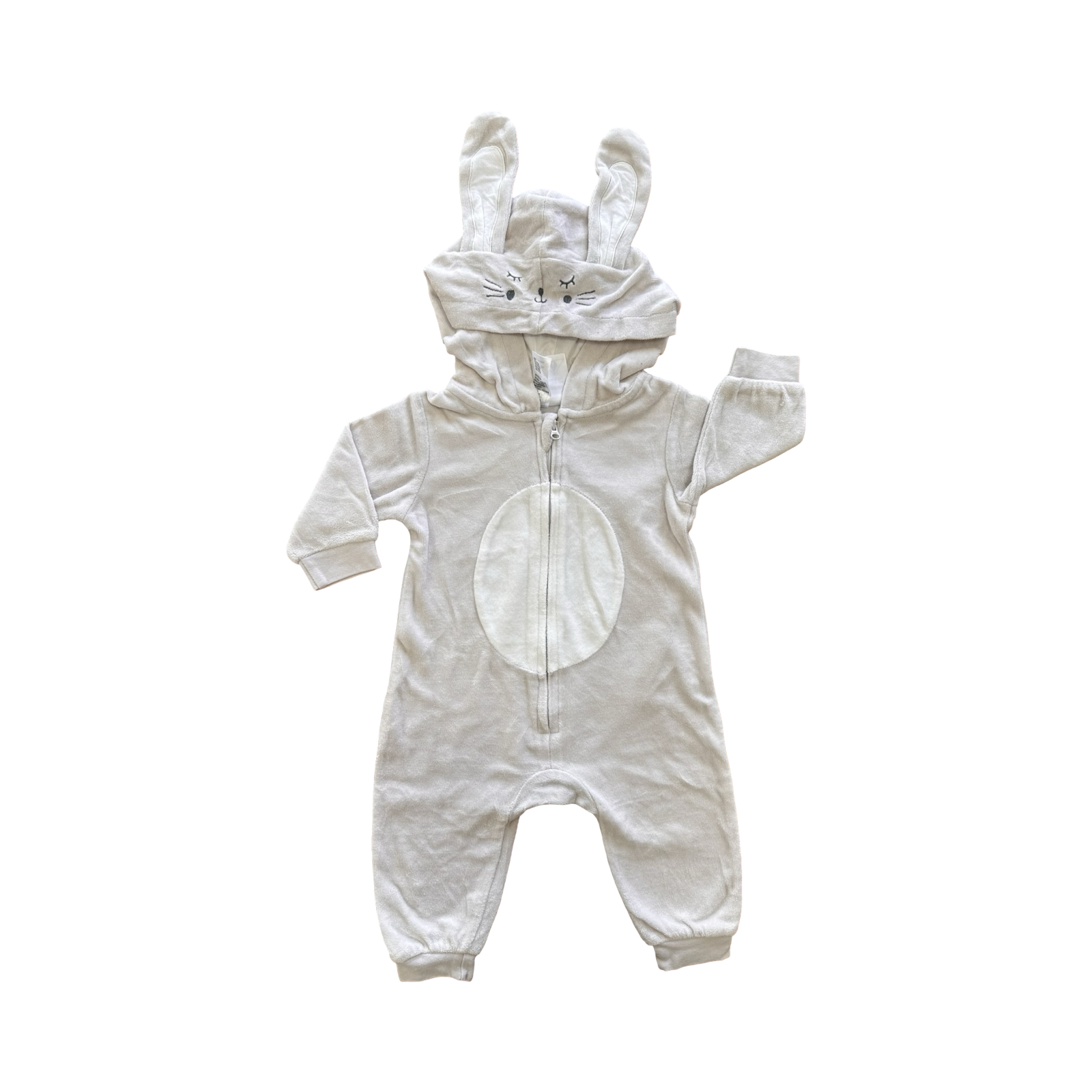 3-6M Bunny Soft Touch Zip Onesie - Kids & Co