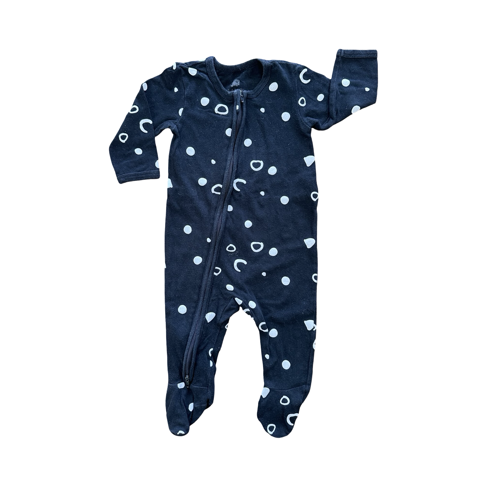 3-6M Black & White Dotted Zip Babygrow - Woolworths