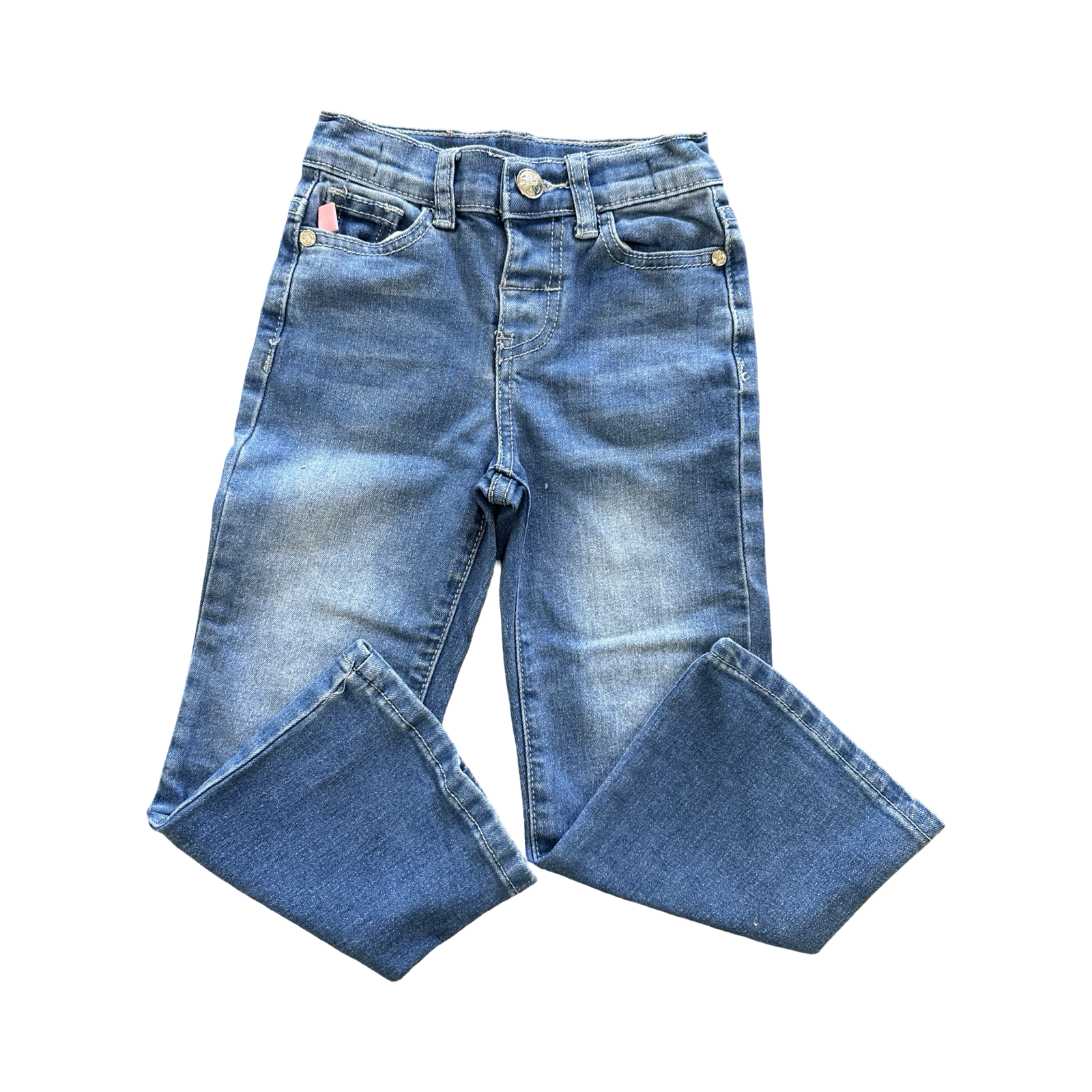 3-4Y Bellbottom Jeans with Heart Embroidery on Back Pockets - LTD