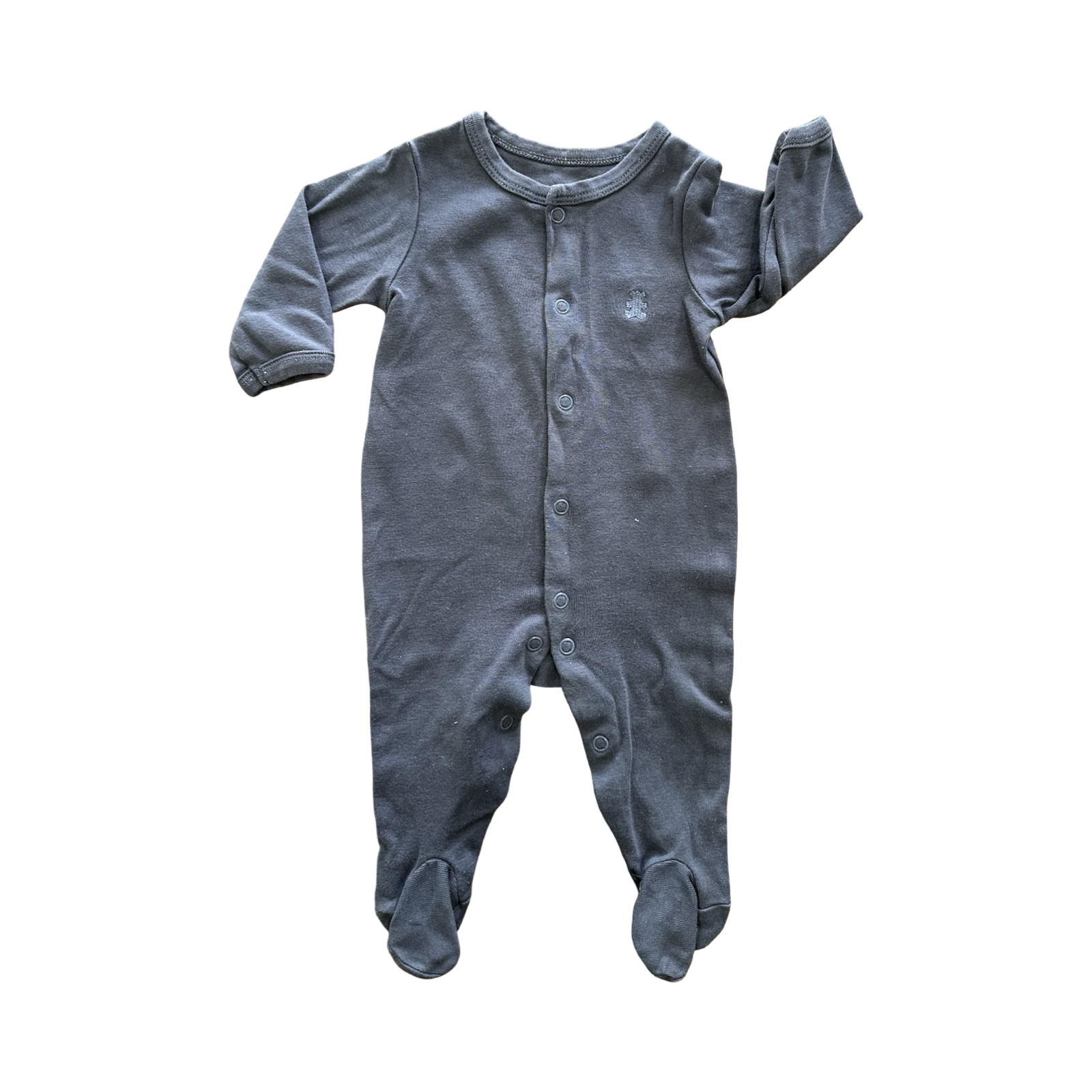 1-3M Grey Cotton Snapper Onesie - Woolworths