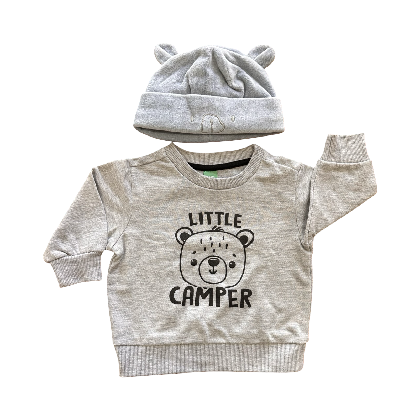 3-6M Grey Little Camper Sweater Top with Fleece Beanie - Ackermans | Woolworths