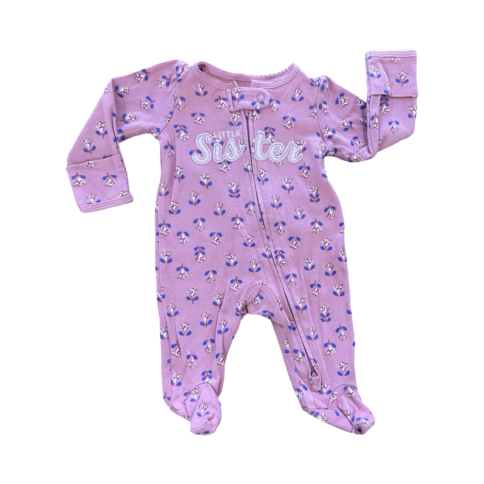 0M Dusty Pink Floral Little Sister Babygrow - Carter's