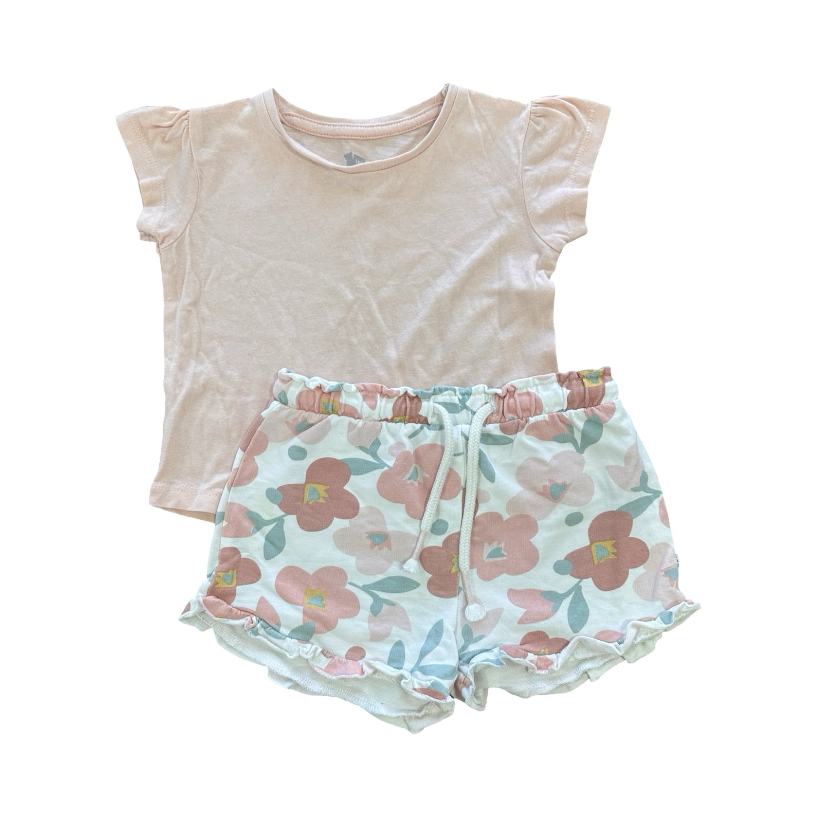 6-12M 2pc Pink Summer Cotton Floral Set - Woolworths