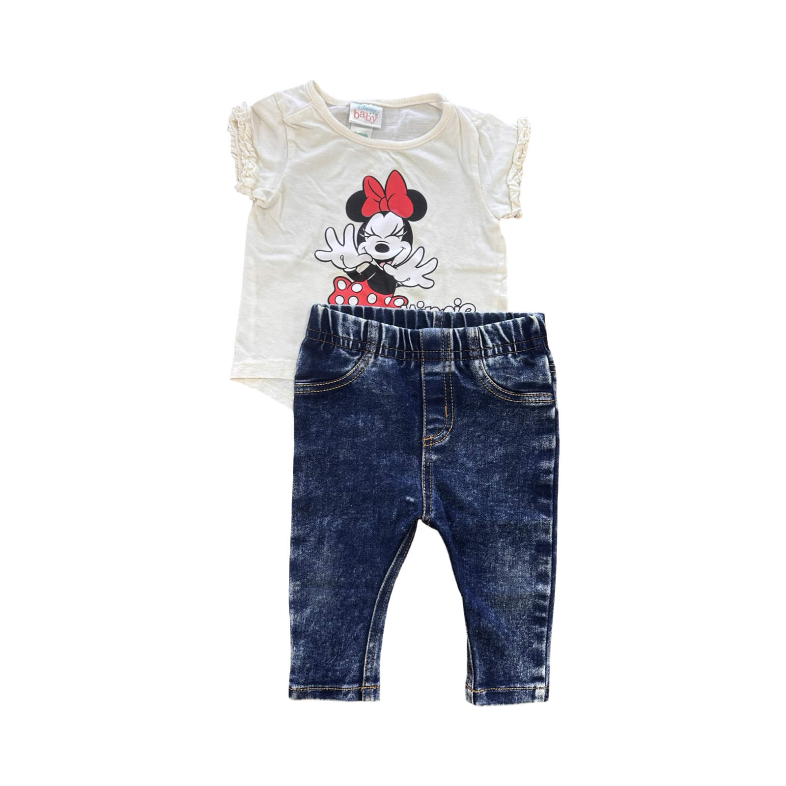 3-6M 2pc Jeans with Minnie Mouse Top - Ackermans |Jet