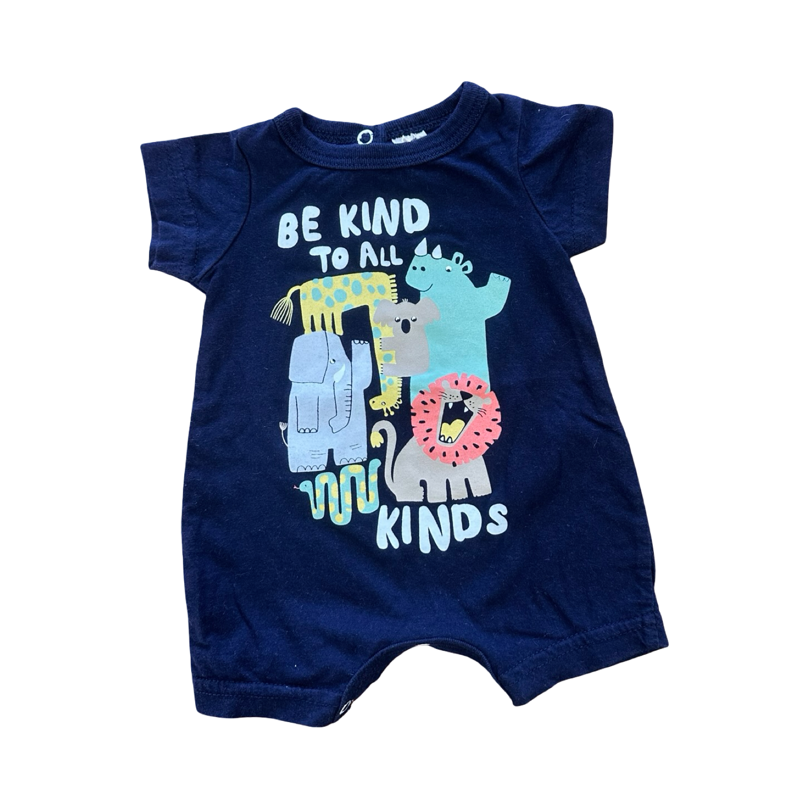 Newborn Be Kind to All Navy Romper - Tiny Tots