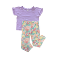 3-4Y 2pc Floral Leggings & Purple Top - Real Kids