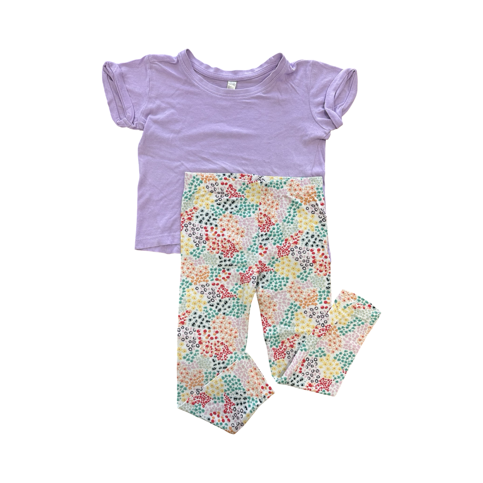 3-4Y 2pc Floral Leggings & Purple Top - Real Kids