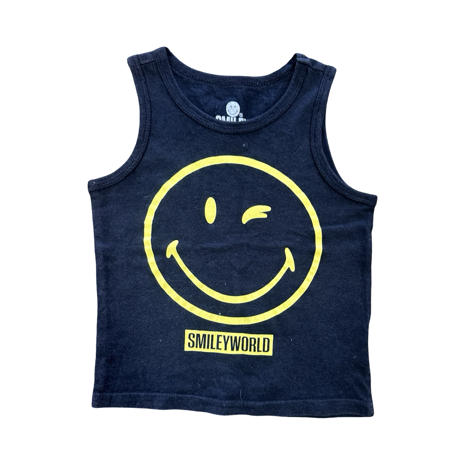 3-4Y Black & Yellow Printer Sleeveless Top - Smiley world