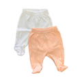 Tiny Tots 2pc Peach & White Footed Leggings - Ackermans