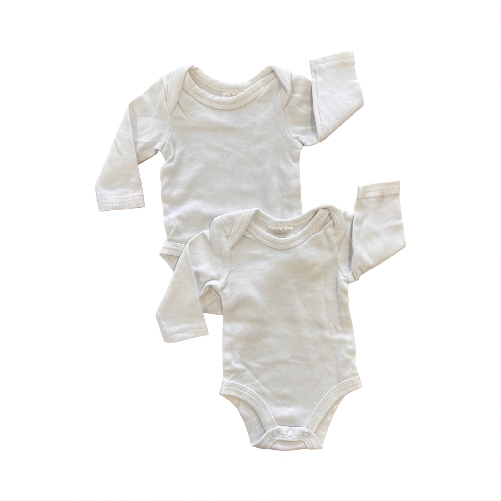 Newborn 2pc White Cotton Long Sleeve Vests - Cuddlesome
