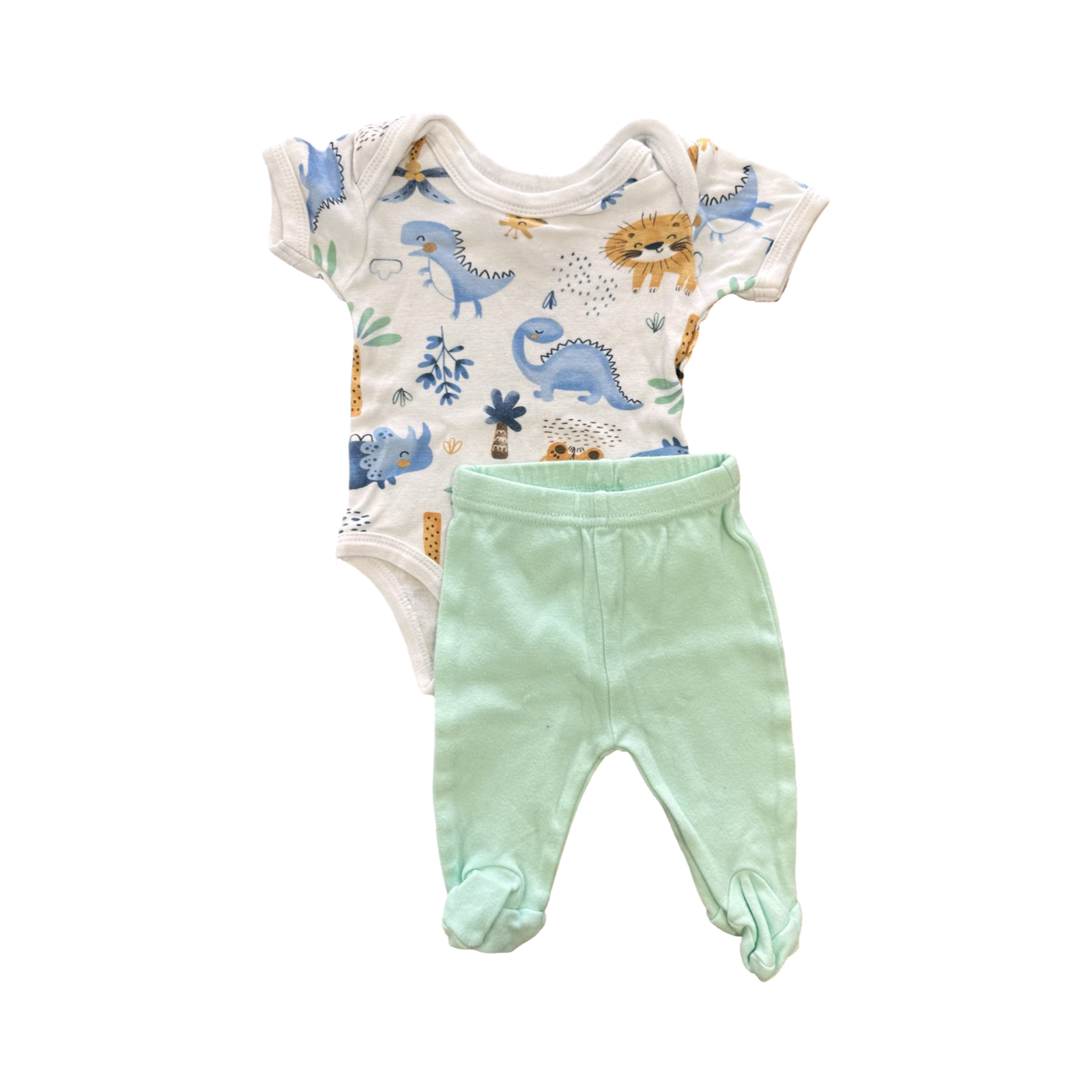 Newborn 2pc Green Dinosaur Set - Cuddlesome