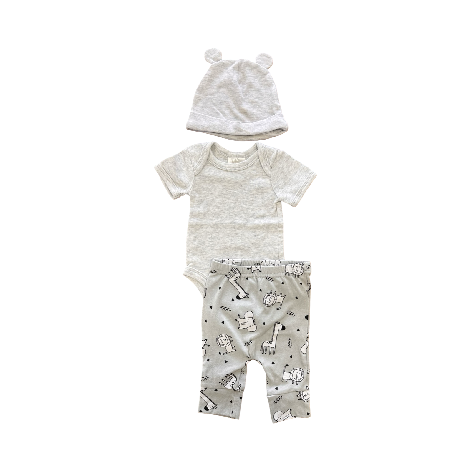 Newborn 3pc Grey & Green Animal Set with Beanie - Cuddlesome | Ackermans