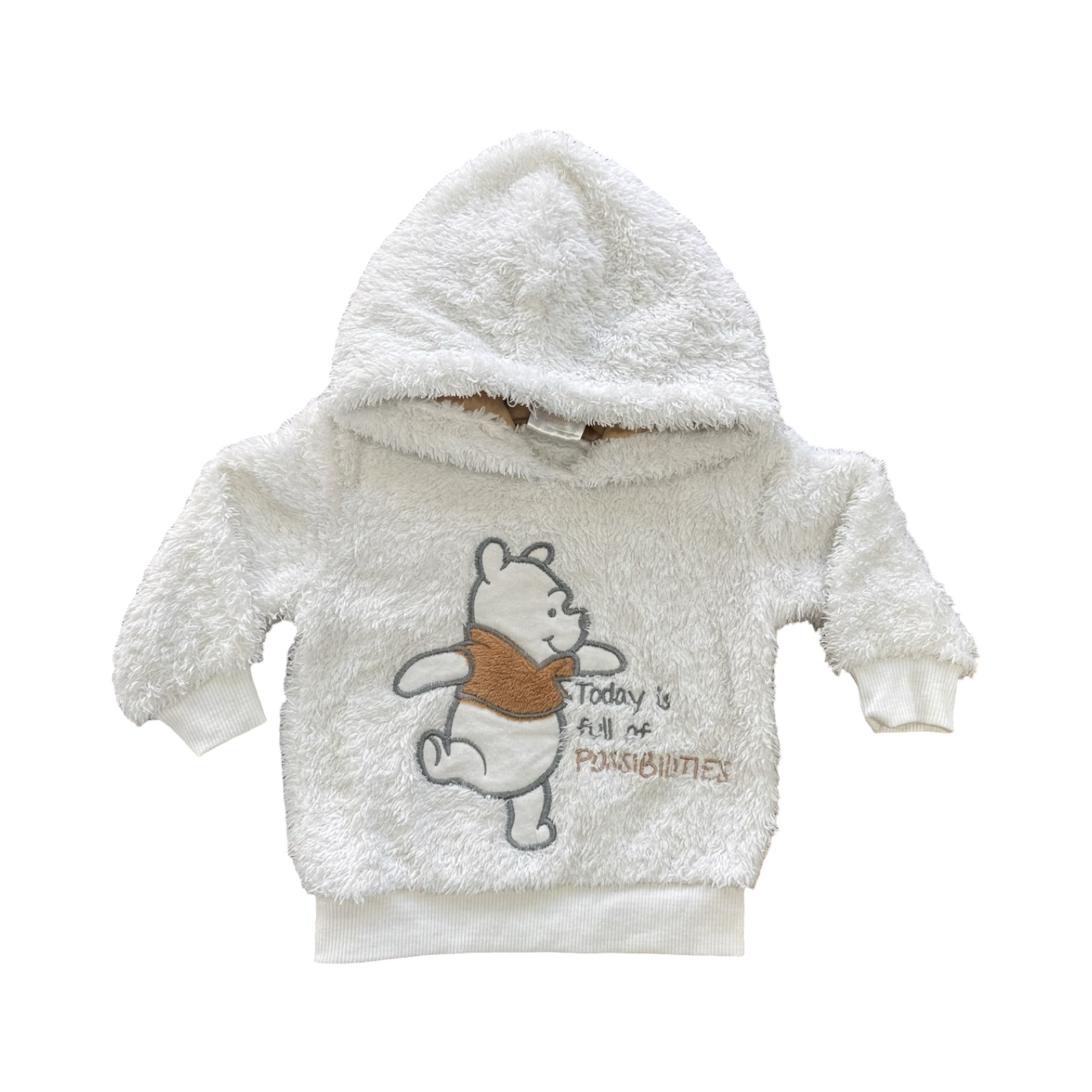 0-3M White Bear Fleece Pooh Bear Hoodie - Disney baby