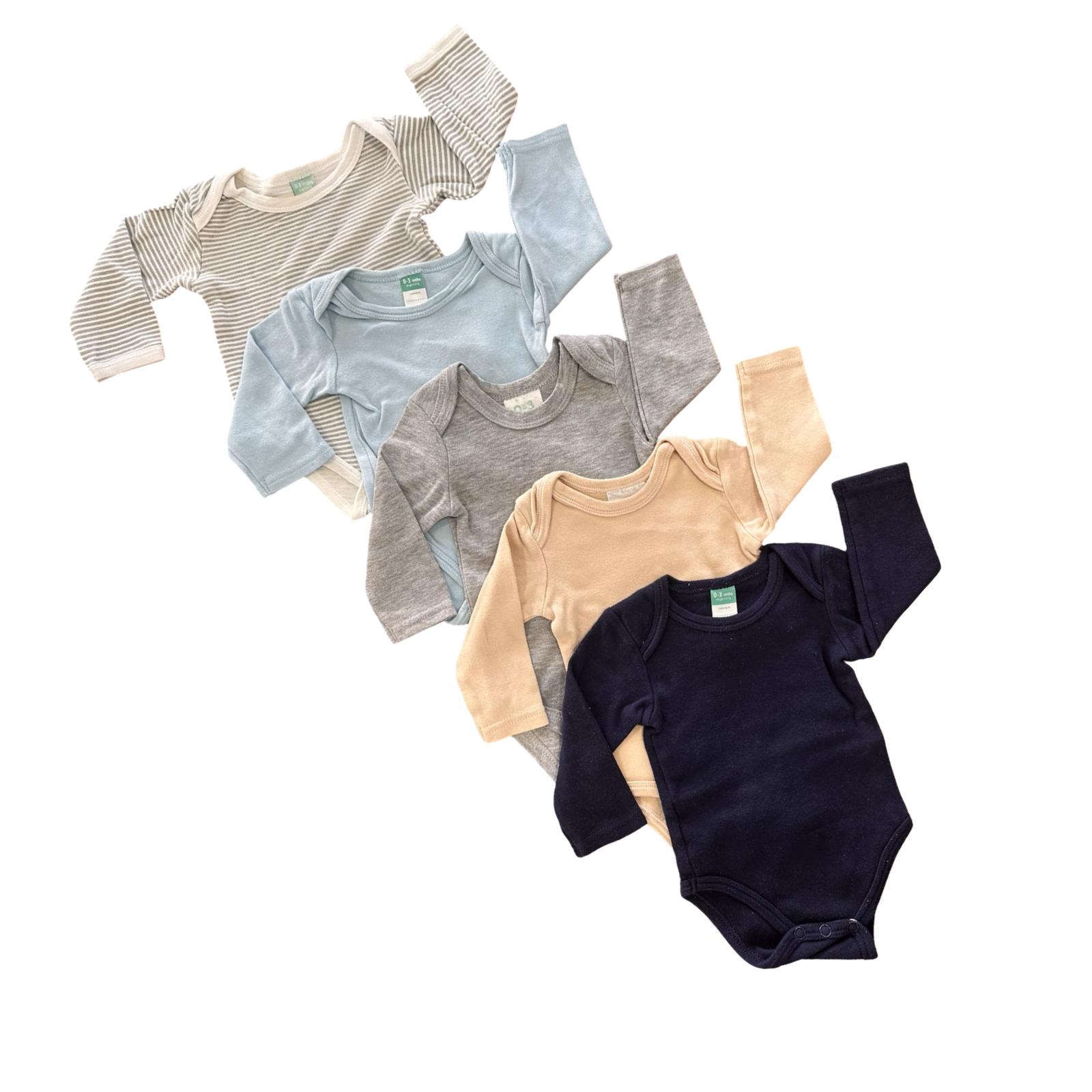 0-3M 5pc Long Sleeve Bodysuits for Boys