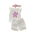 1-3M 2pc Flower & Lace Girls Outfit with Headband - Tiger lily |Cotton On | Woolworths