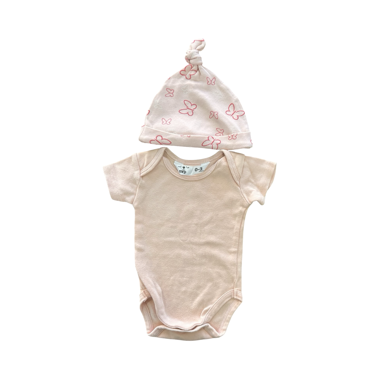 0-3M 2pc Peach Girl's Bodysuit with Floral Beanie - Mr Price | Primark