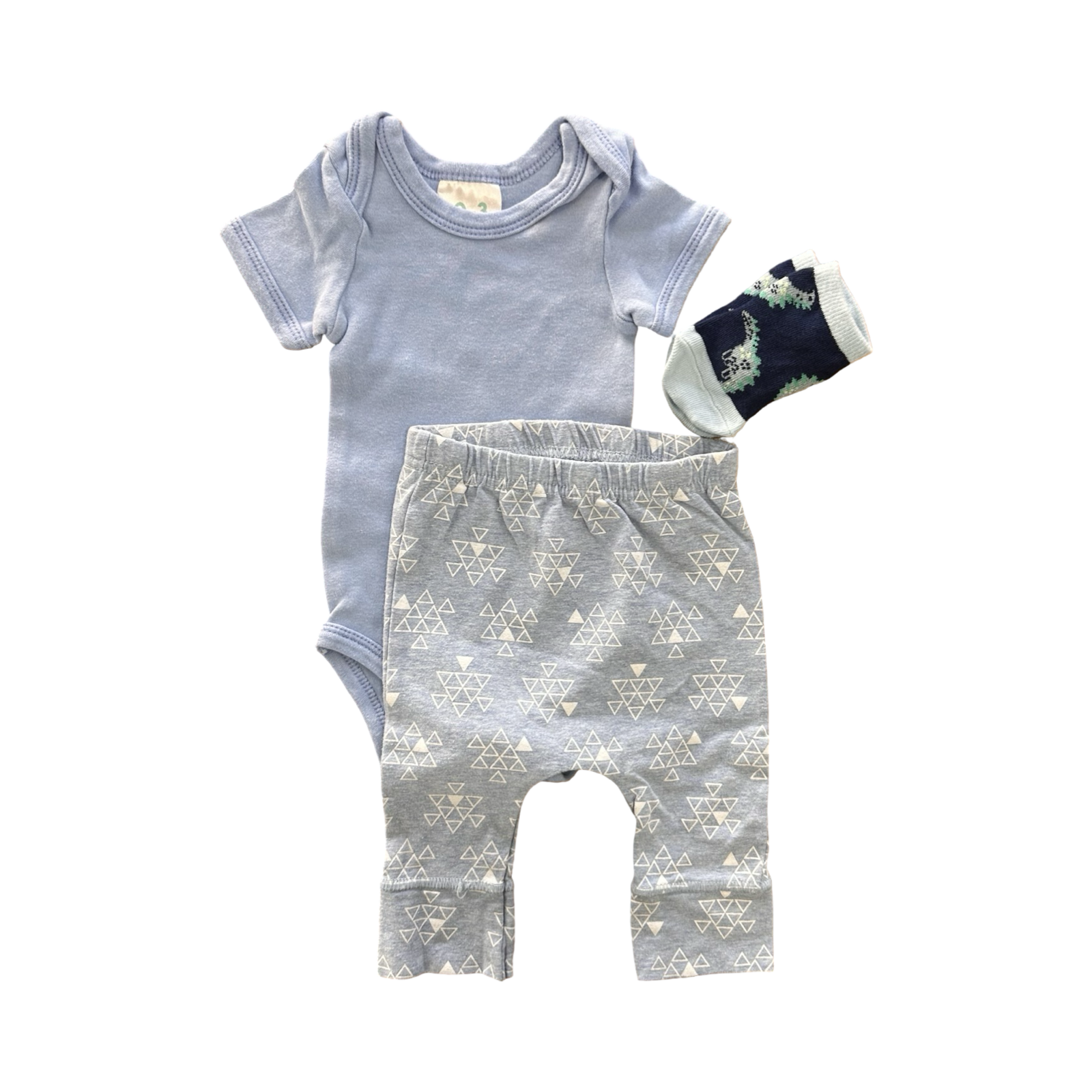 1-3M 3pc Blue & White Boy's Set with Socks - Woolworths | Cuddlesome