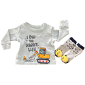 1-3M 2pc Printed Dino Long Sleeve Top with 3D Socks - Woolworths