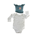 3-6M Grey Long Sleeve Bodysuit with Green & Blue Beanie - Naartjie | Woolworths
