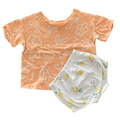3-6M Peach Floral Top with White Lemon Bloomer - Woolworths