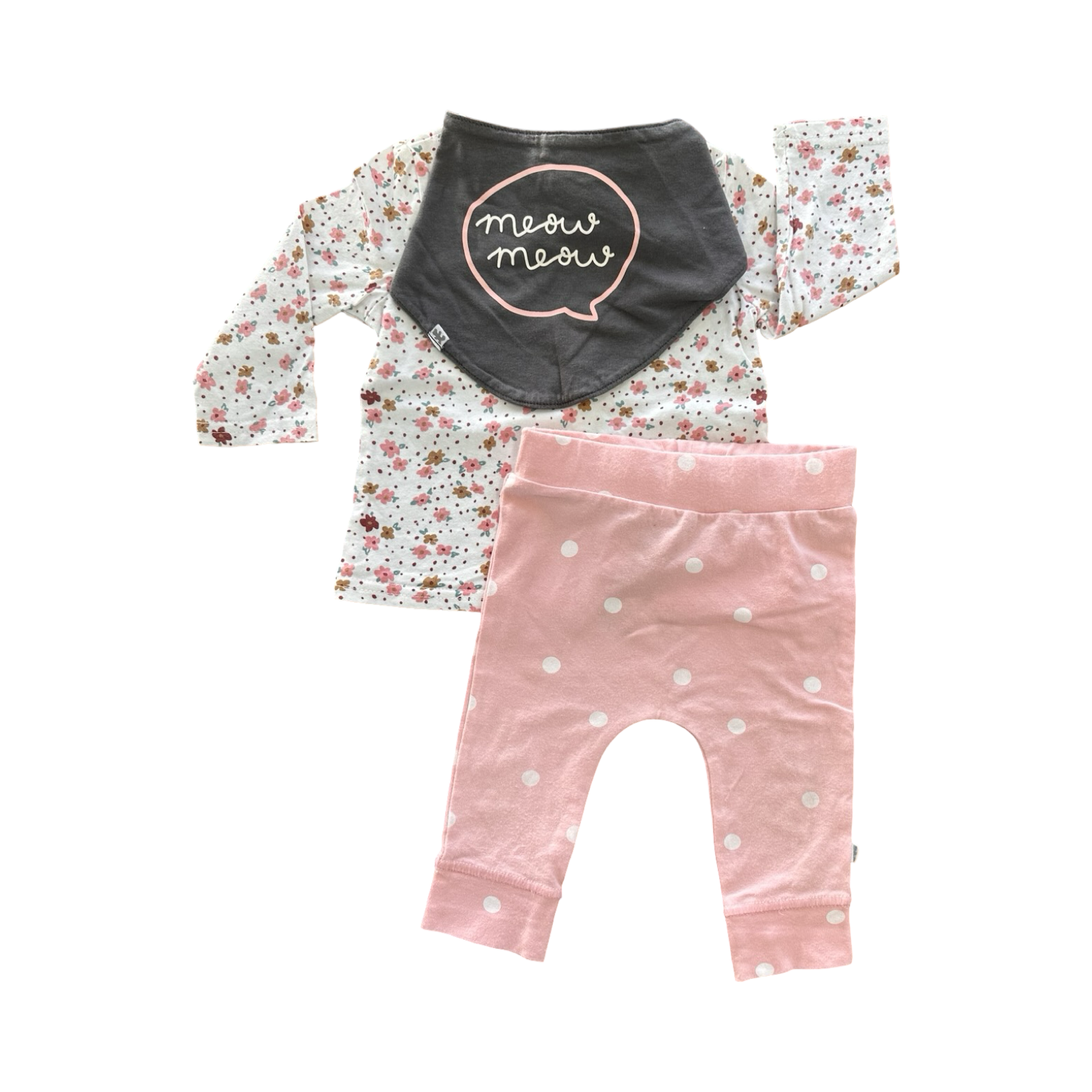 3-6M 3pc Pink & Grey Floral Girl's Long Sleeve Outfit - Woolworths | Ackermans