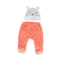 6-12M 2pc Bright Peach Floral Pants & White Bear Beanie - Woolworths