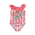 2-3Y Pink & White Watermelon Textured Swimming Costume - Qtee