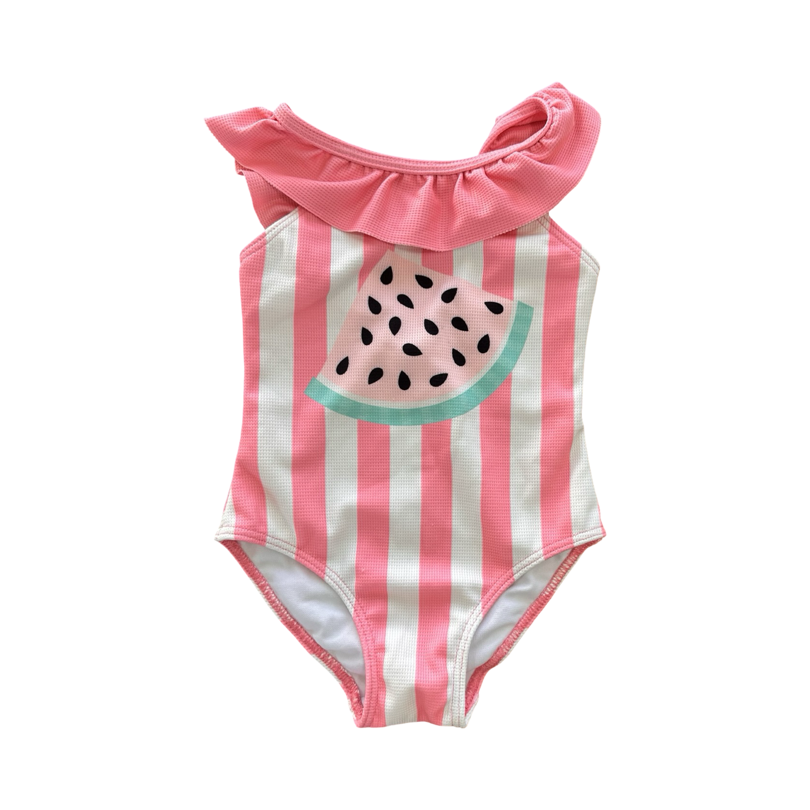 2-3Y Pink & White Watermelon Textured Swimming Costume - Qtee