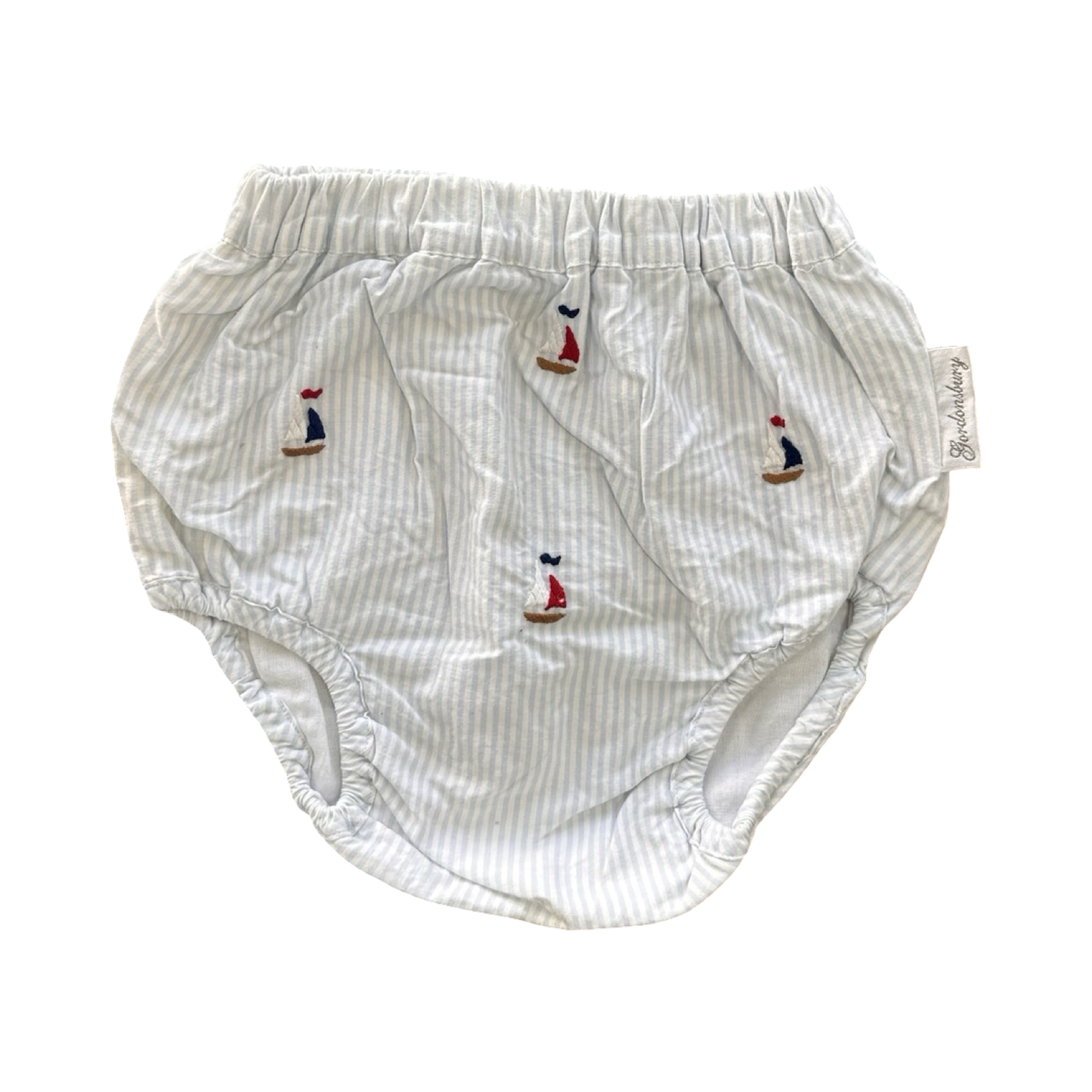 6-12M Blue & White Pin Stripe Sailboat Bloomer - The Gordonsbury Company
