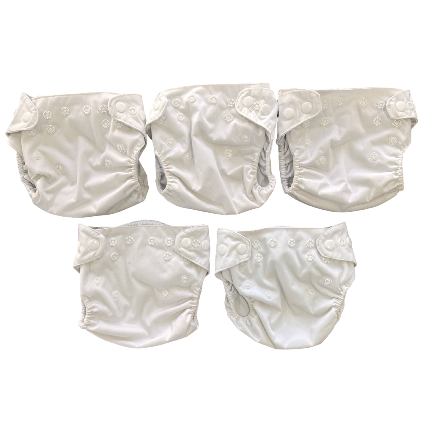 One Size White Reusable Cloth Nappies (without Inserts) 5pc - Mother Nature Products