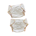 One Size 2pc White Reusable Cloth Nappies with Multicoloured Stitching (No Inserts) - bam+boo