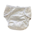 One Size White Reusable Cloth Nappy with Attached Inserts - bam+boo