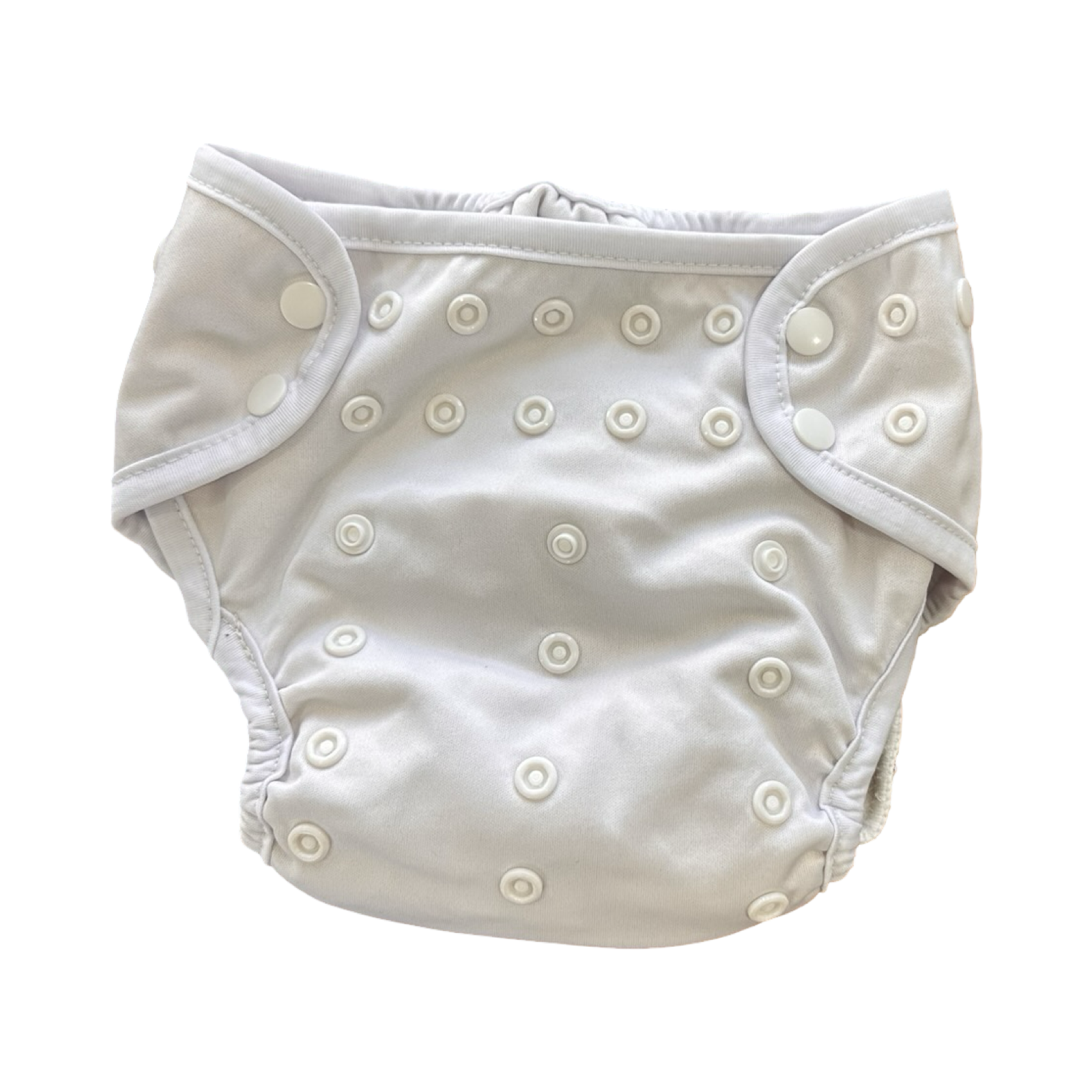 One Size White Reusable Cloth Nappy with Attached Inserts - bam+boo