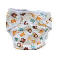 One Size Zoo Animal Reusable Cloth Nappy with Attached Inserts - bam+boo