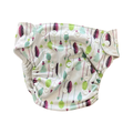 One Size White, Purple & Green Re-Usable Cloth Nappy with Attached Inserts - Fancypants