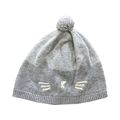 One Size Grey Knitted Cat Beanie with Pom Pom - Zara