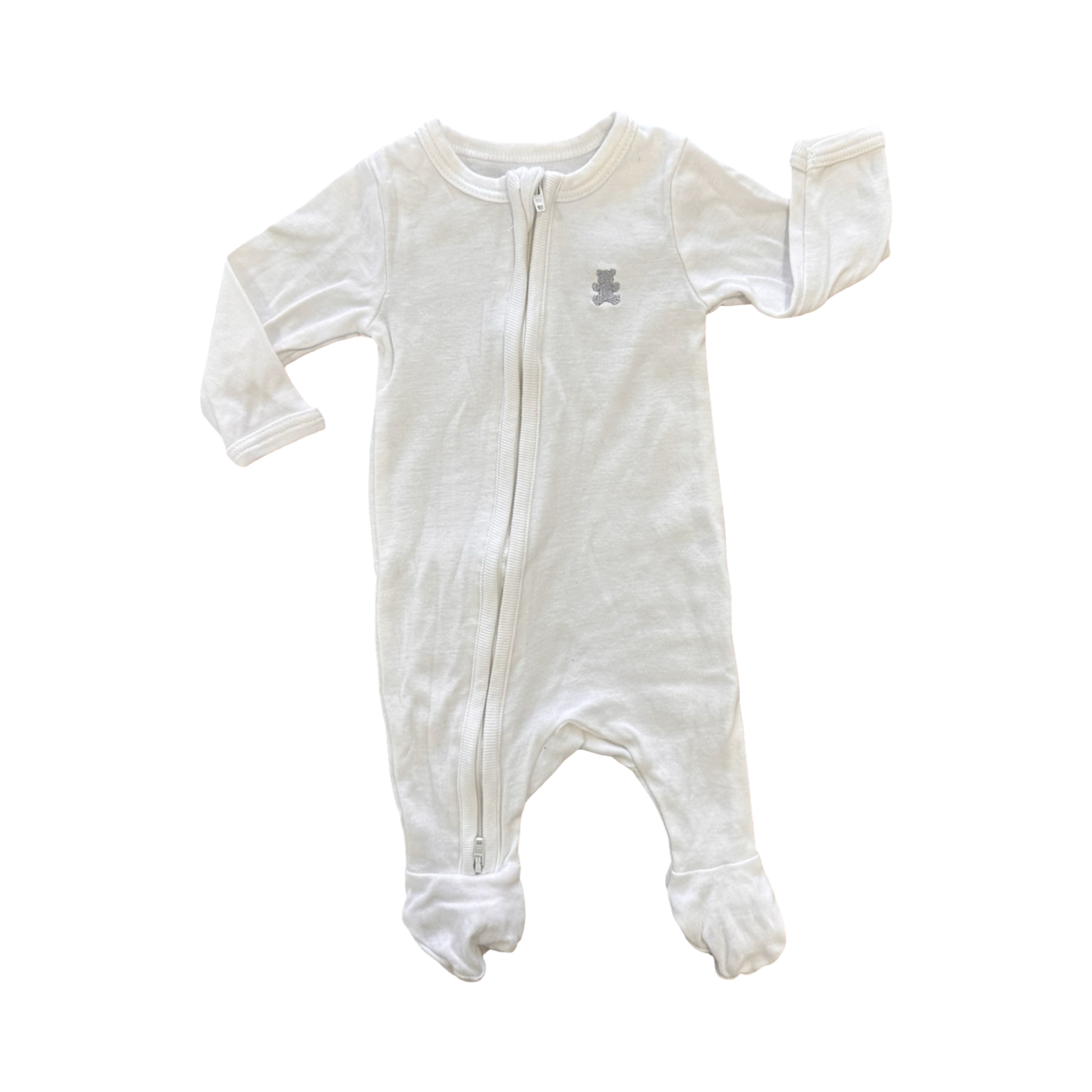 Newborn White Cotton Side Zipper Onesie - Woolworths