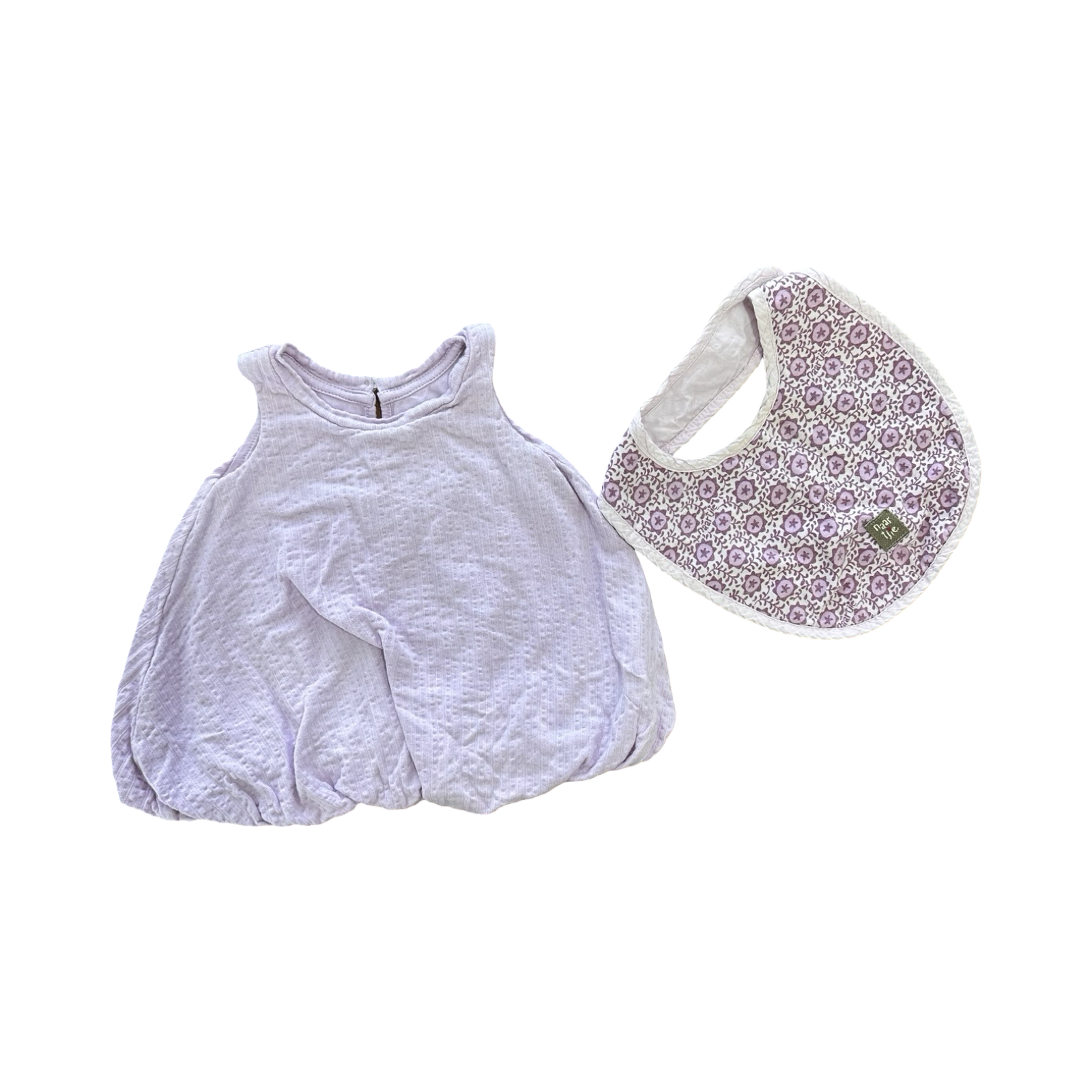 1-3M Purple Cotton Pumpkin Style Dress with Purple Patterned Bib - Woolworths | Naartjie