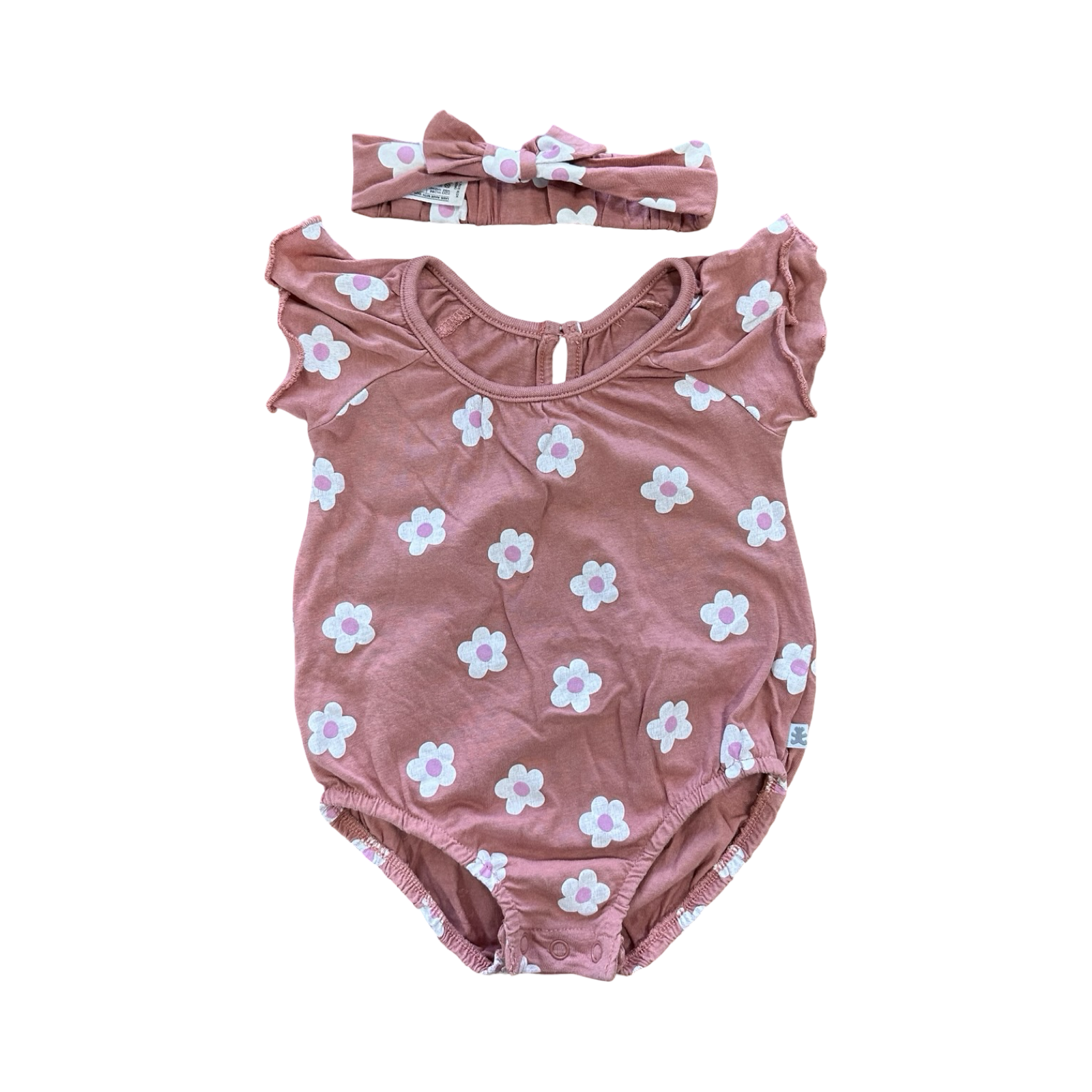 Newborn Blush & White Daisy Girl's Romper with Headband - Woolworths
