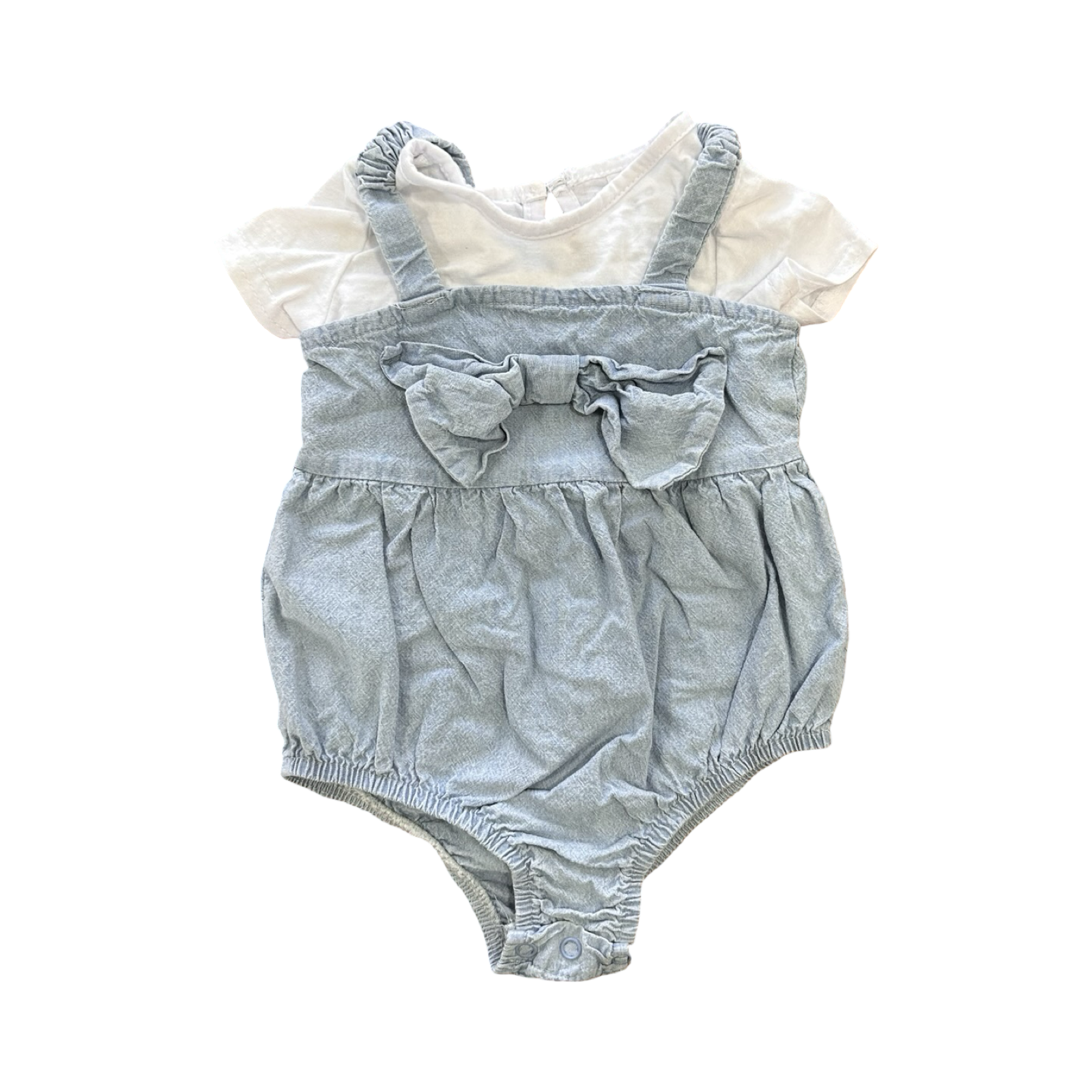 0-3M Blue Chambray Bodysuit with White T-Shirt - Mr Price