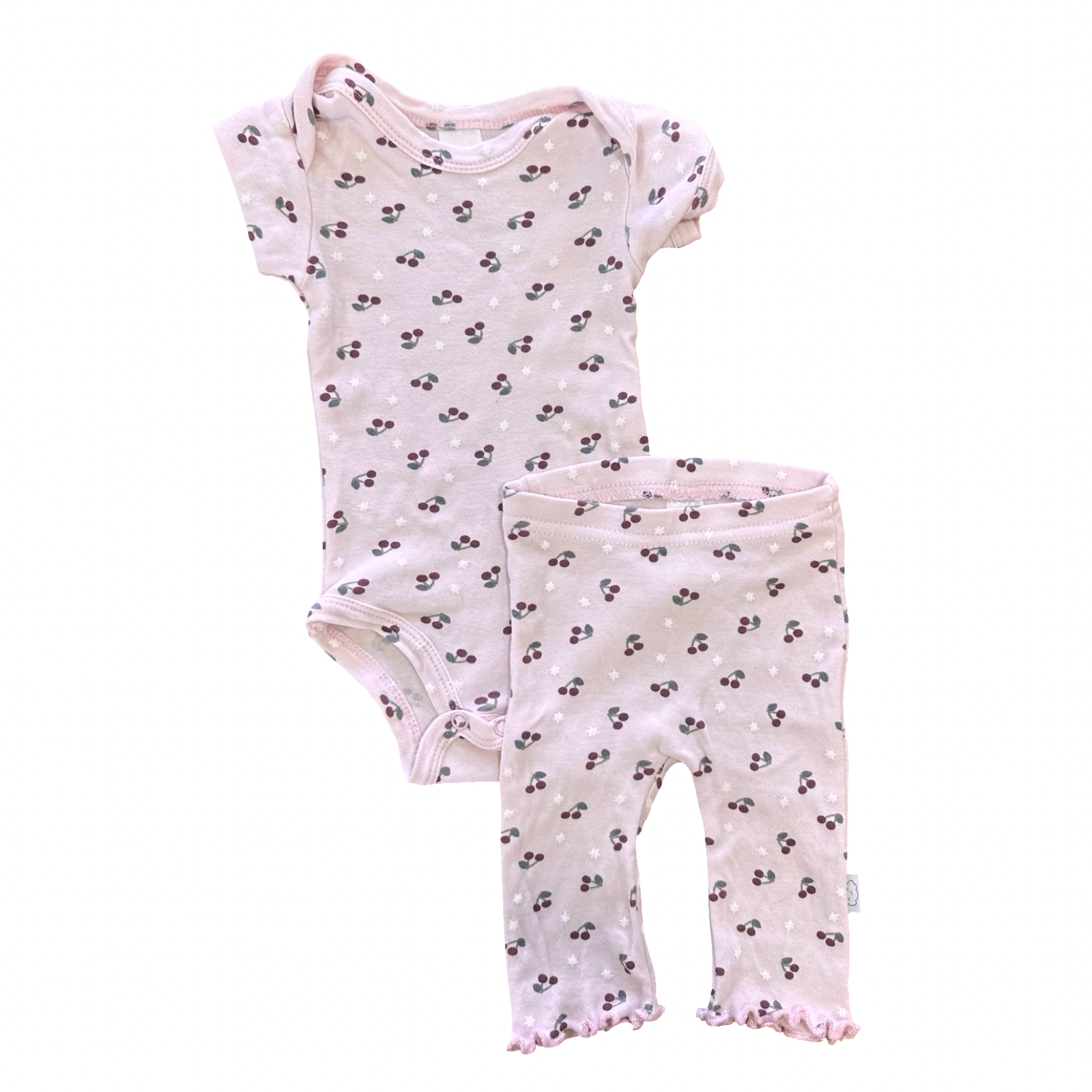 0-3M Pink Cherry Cotton 2pc Comfy Set - Mr Price