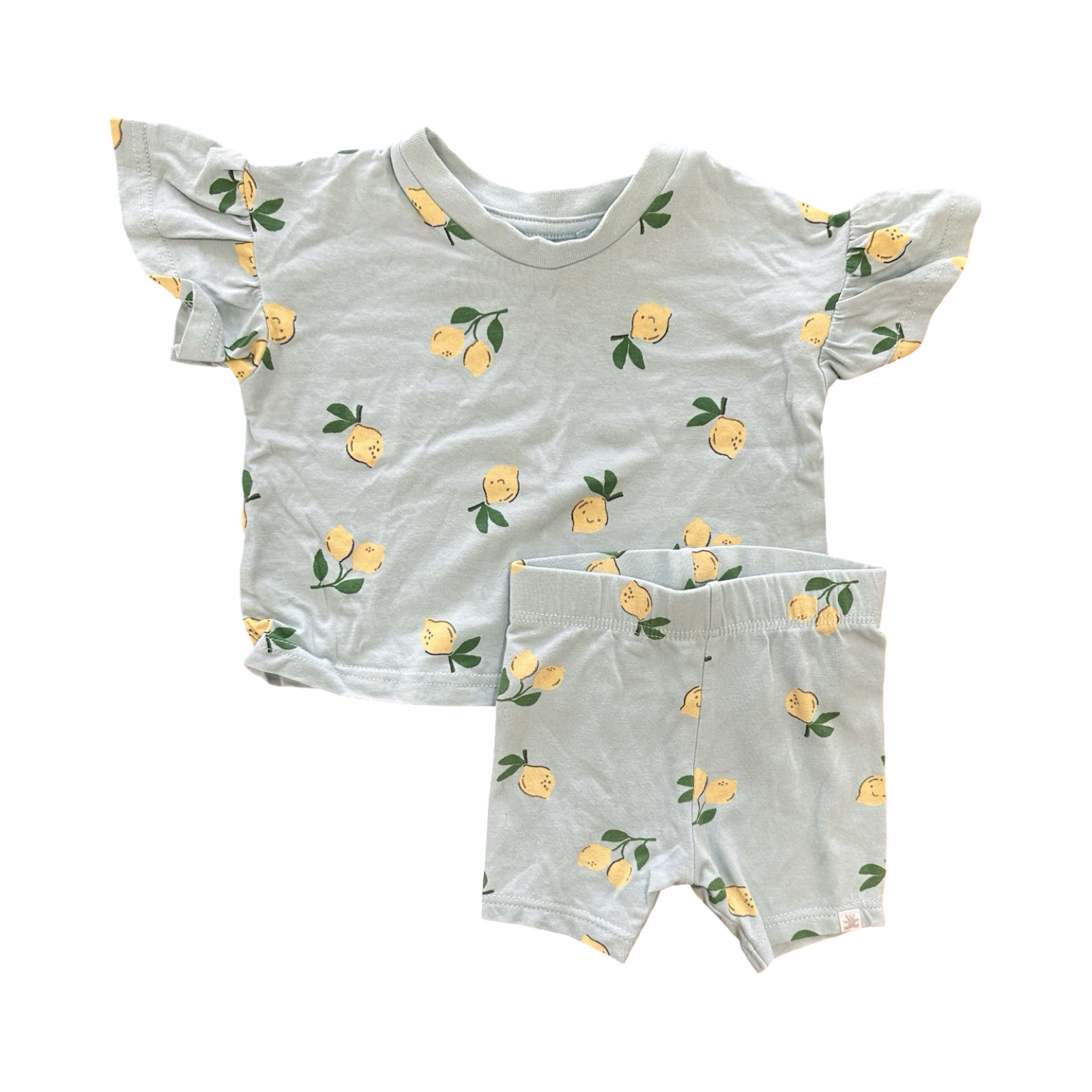 0-3M Blue Lemon Cotton 2pc Girl's Set - Woolworths