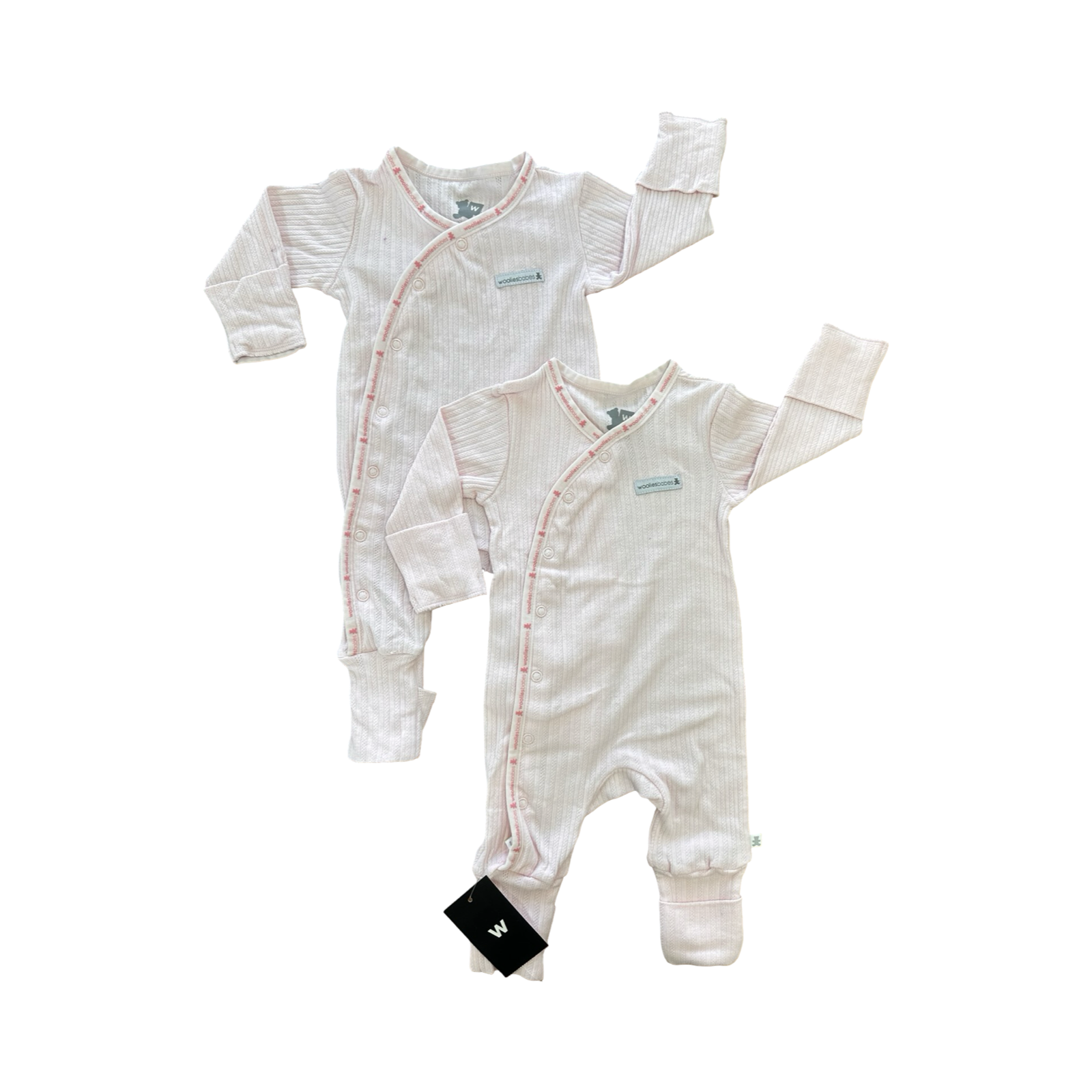*NEW* Newborn 2pc Pink Super Stretchy Comfy Side Snapper Babygrows - Woolworths