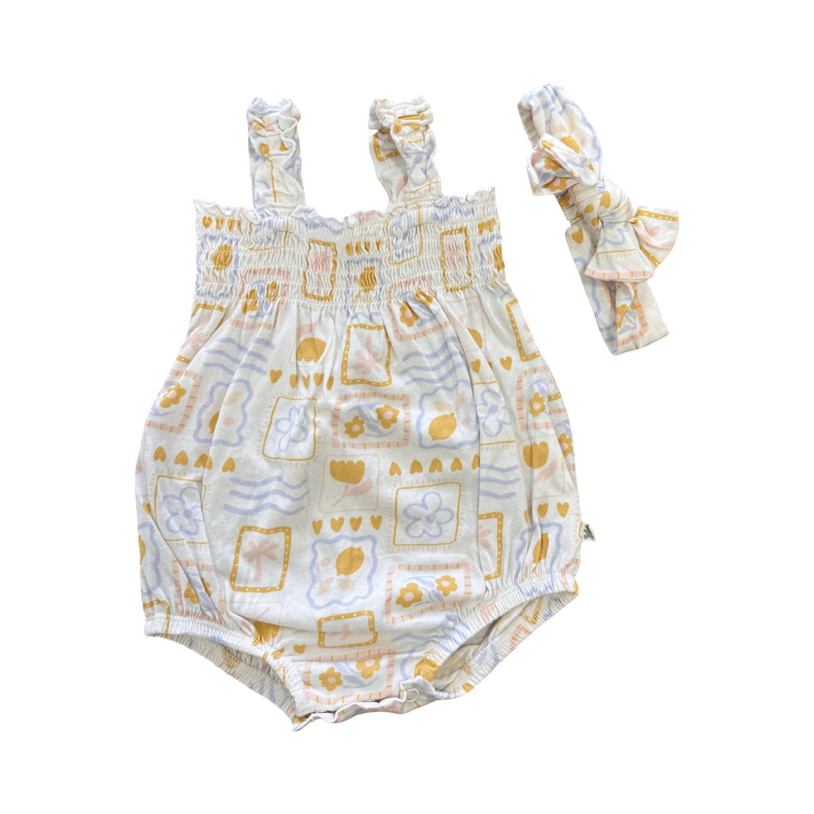 1-3M Wite Floral Patterned Bodysuit & Headband - Woolworths